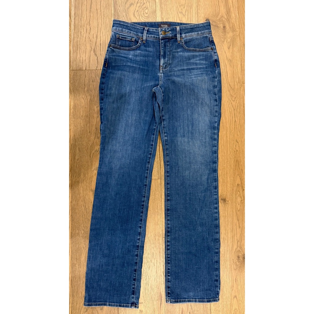 NYDJ Marilyn Straight Leg Jeans Blue Wash‎ Lift Tuck Technology Women Size 6